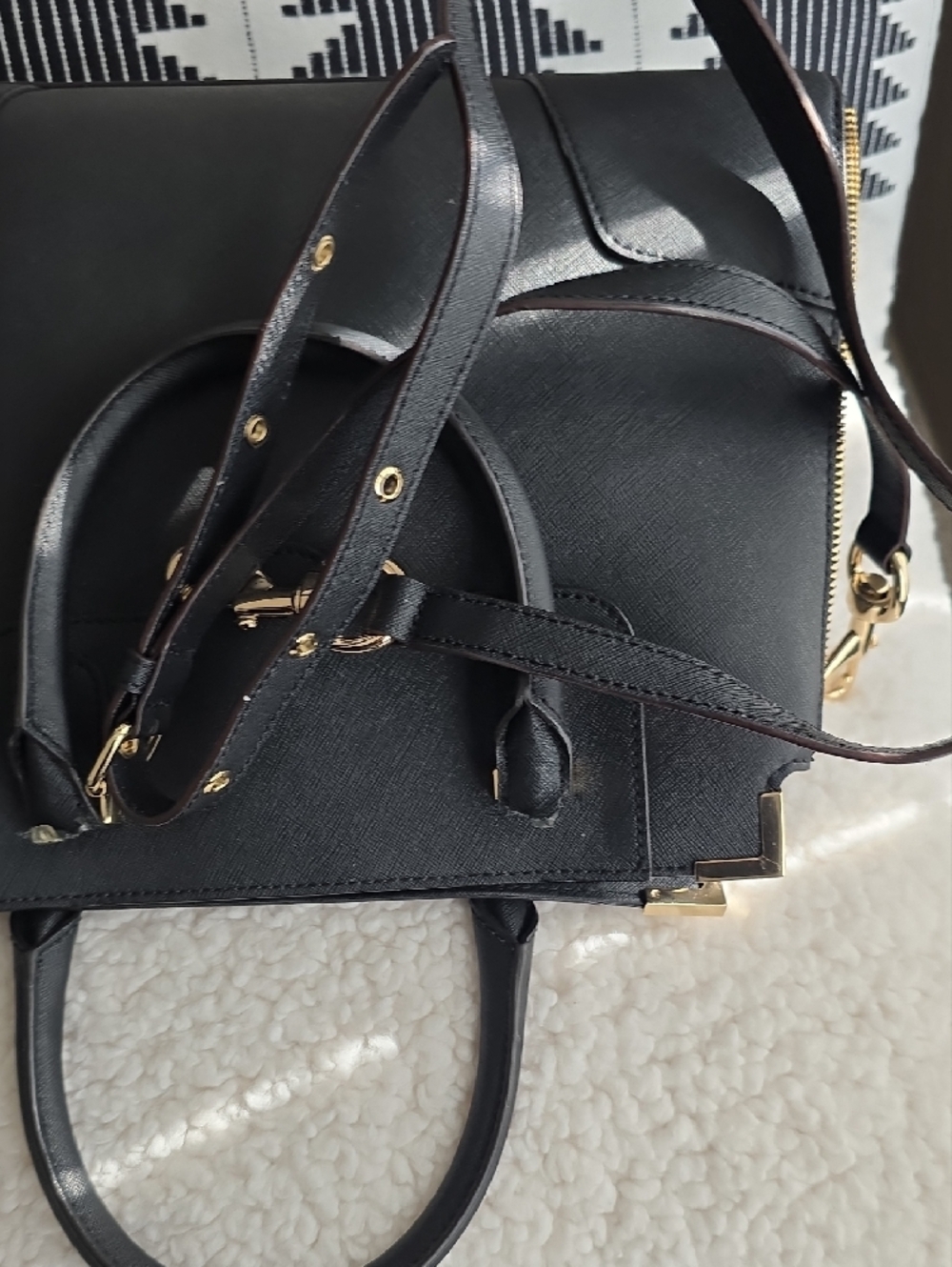 Rebecca Minkoff Black Top-Handle Satchel with Gold Hardware - Picture 7 of 9